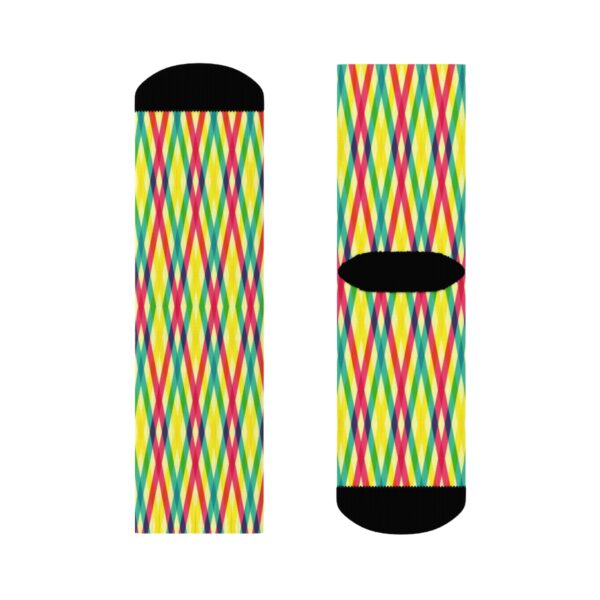 Colorful Crew Socks - Lining Colour Pattern Design - Image 5