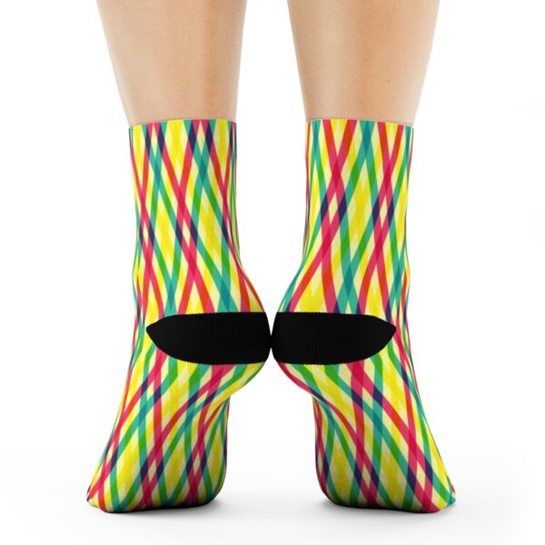 Colorful Crew Socks - Lining Colour Pattern Design - Image 4